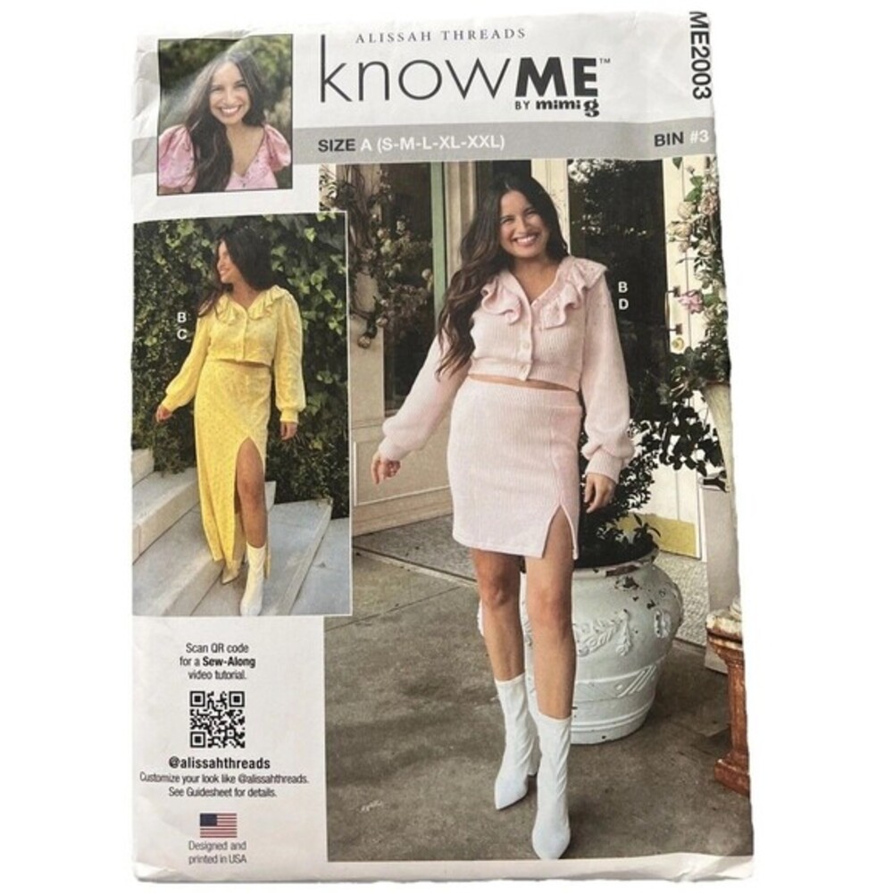 Know Me Sew Pattern Misses Knit Ruffle Cardigan & Mini Midi Skirt SZ S-XXL UC